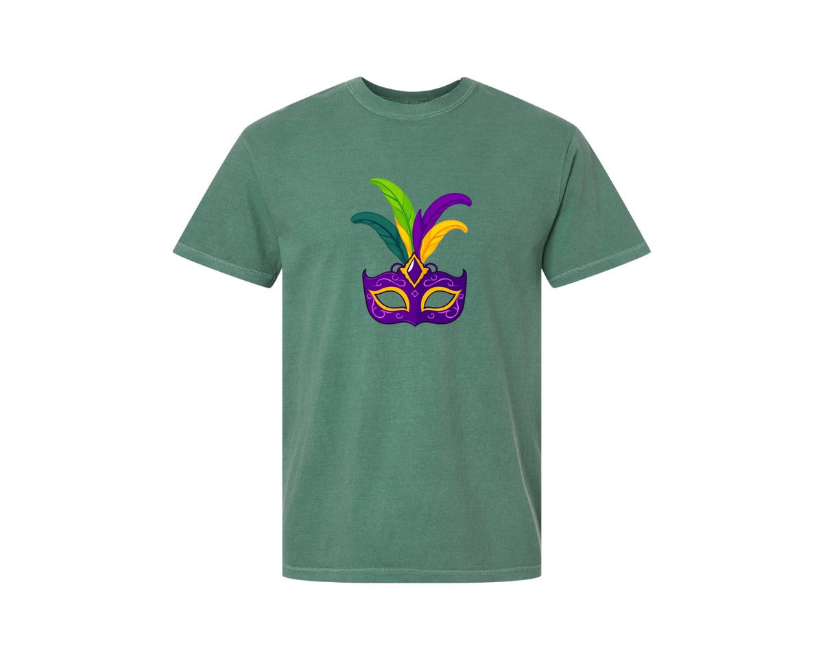 brand:Comfort Colors|color:Light Green|Mardi Gras Mask T Shirt Design 4 Graphic T-Shirt