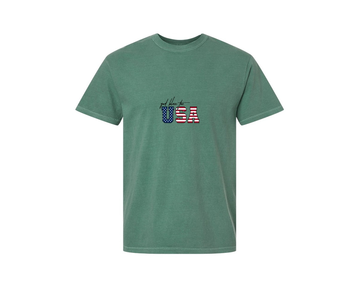 brand:Comfort Colors|color:Light Green|Coquette Girly Usa 4Th July 4 Graphic T-Shirt