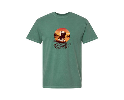 brand:Comfort Colors|color:Light Green|Little Cowboy Western Horse Riding 3 Graphic T-Shirt