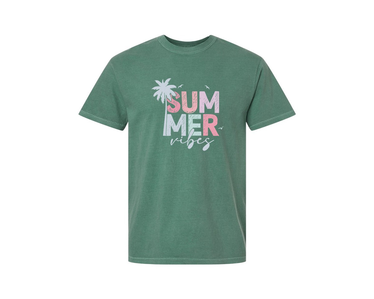brand:Comfort Colors|color:Light Green|Summer Vibes Vacation 2 Graphic T-Shirt