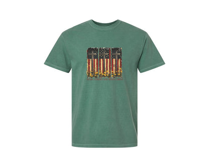 brand:Comfort Colors|color:Light Green|Stars And Stripes And Jesus Christ Graphic T-Shirt