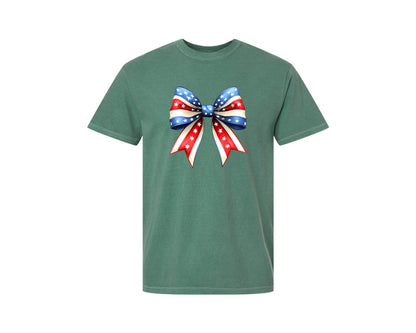 brand:Comfort Colors|color:Light Green|4Th Of July Bow Design T Shirt 5 Graphic T-Shirt