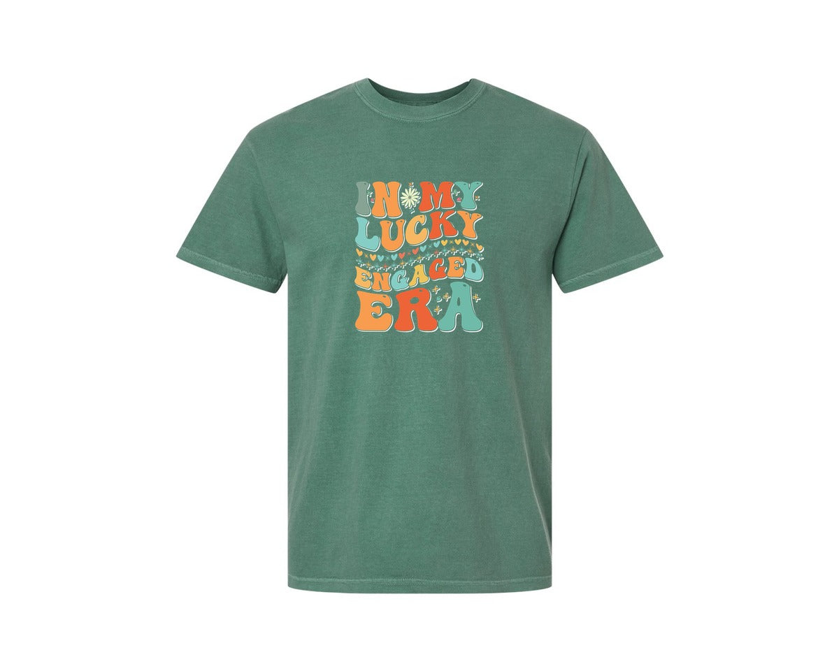 brand:Comfort Colors|color:Light Green|In My Lucky Engaged Era 2 Graphic T-Shirt
