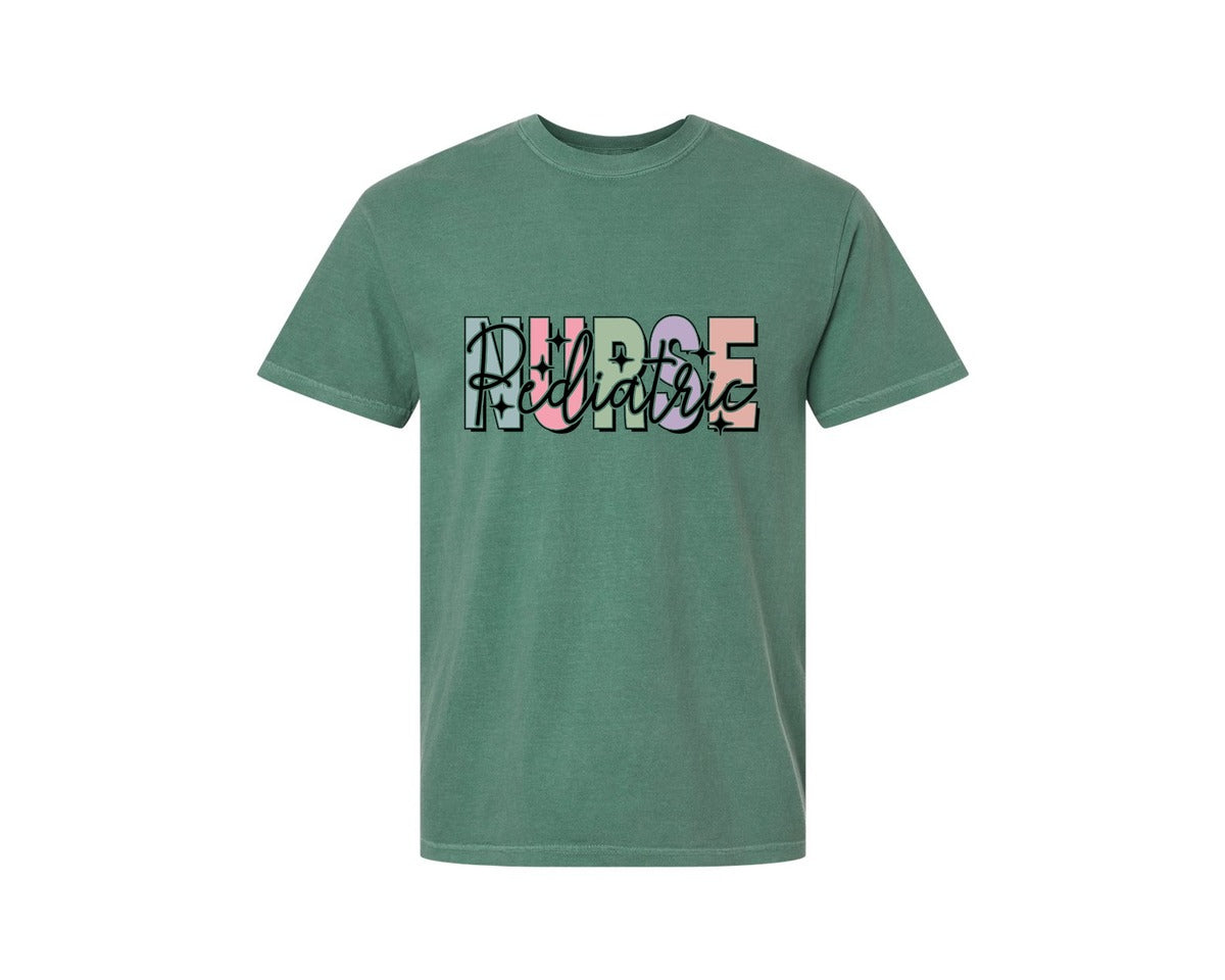 brand:Comfort Colors|color:Light Green|Peds Nurse Picu Pediatric Nurse Graphic T-Shirt