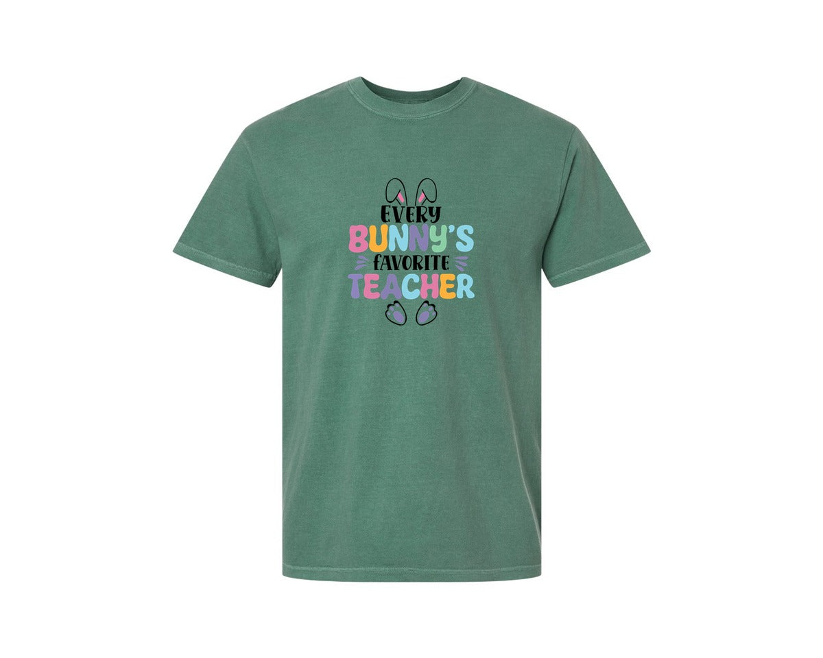 brand:Comfort Colors|color:Light Green|Every Bunnys Favorite Teacher Easter 9 Graphic T-Shirt