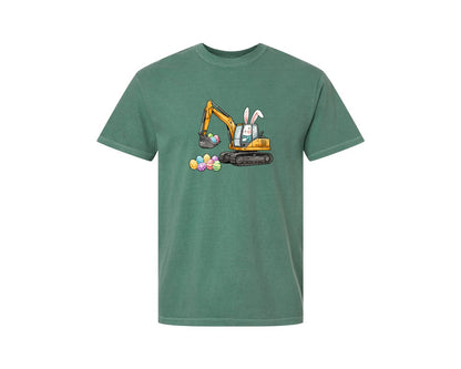 brand:Comfort Colors|color:Light Green|Bunny Easter Excavator Graphic T-Shirt