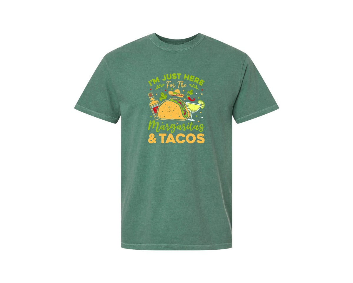 brand:Comfort Colors|color:Light Green|Just Here For The Margaritas And Tacos Graphic T-Shirt