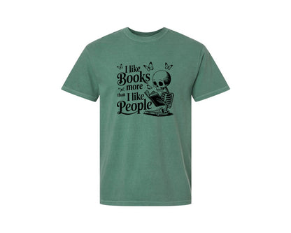 brand:Comfort Colors|color:Light Green|I Like Books More Than I Like People 3 Graphic T-Shirt