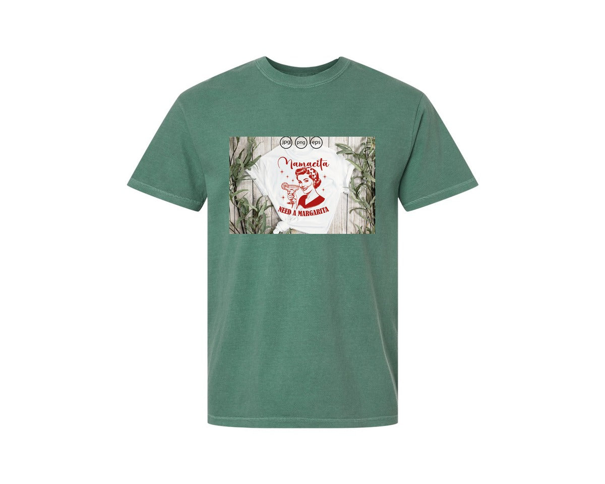 brand:Comfort Colors|color:Light Green|Mamacita Needs A Margarita 26 Graphic T-Shirt