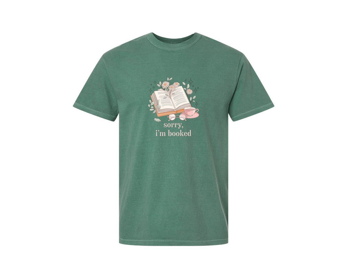 brand:Comfort Colors|color:Light Green|Book Lover Sorry Im Booked Graphic T-Shirt
