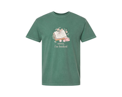 brand:Comfort Colors|color:Light Green|Book Lover Sorry Im Booked Graphic T-Shirt
