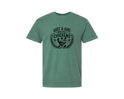 brand:Comfort Colors|color:Light Green|Just A Girl Who Loves Chickens T Shirt D Graphic T-Shirt