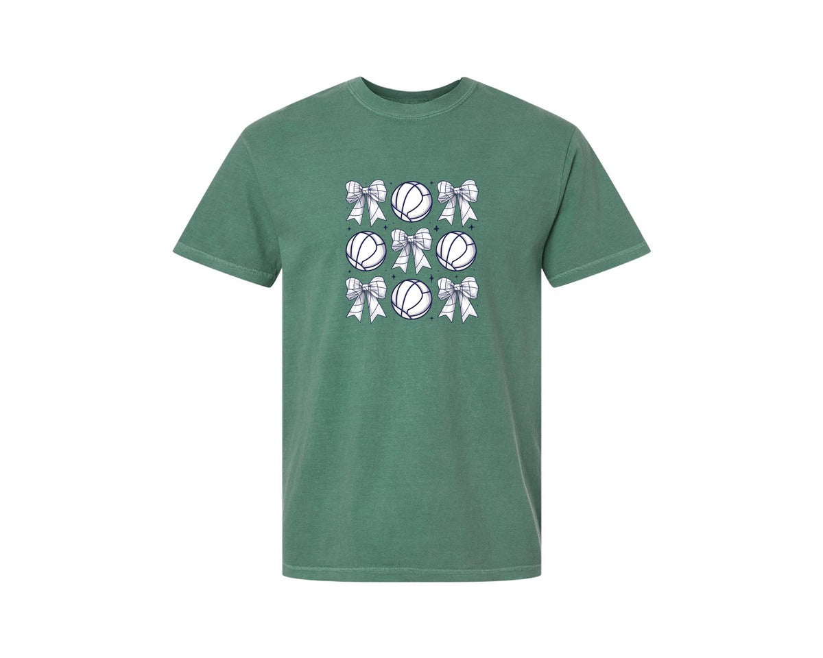 brand:Comfort Colors|color:Light Green|Volleyball Bow Volleyball Mama Graphic T-Shirt