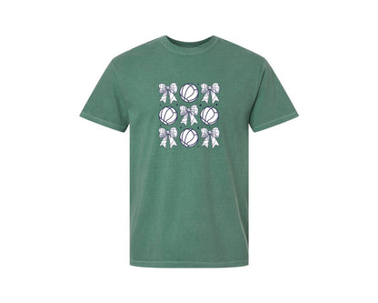 brand:Comfort Colors|color:Light Green|Volleyball Bow Volleyball Mama Graphic T-Shirt