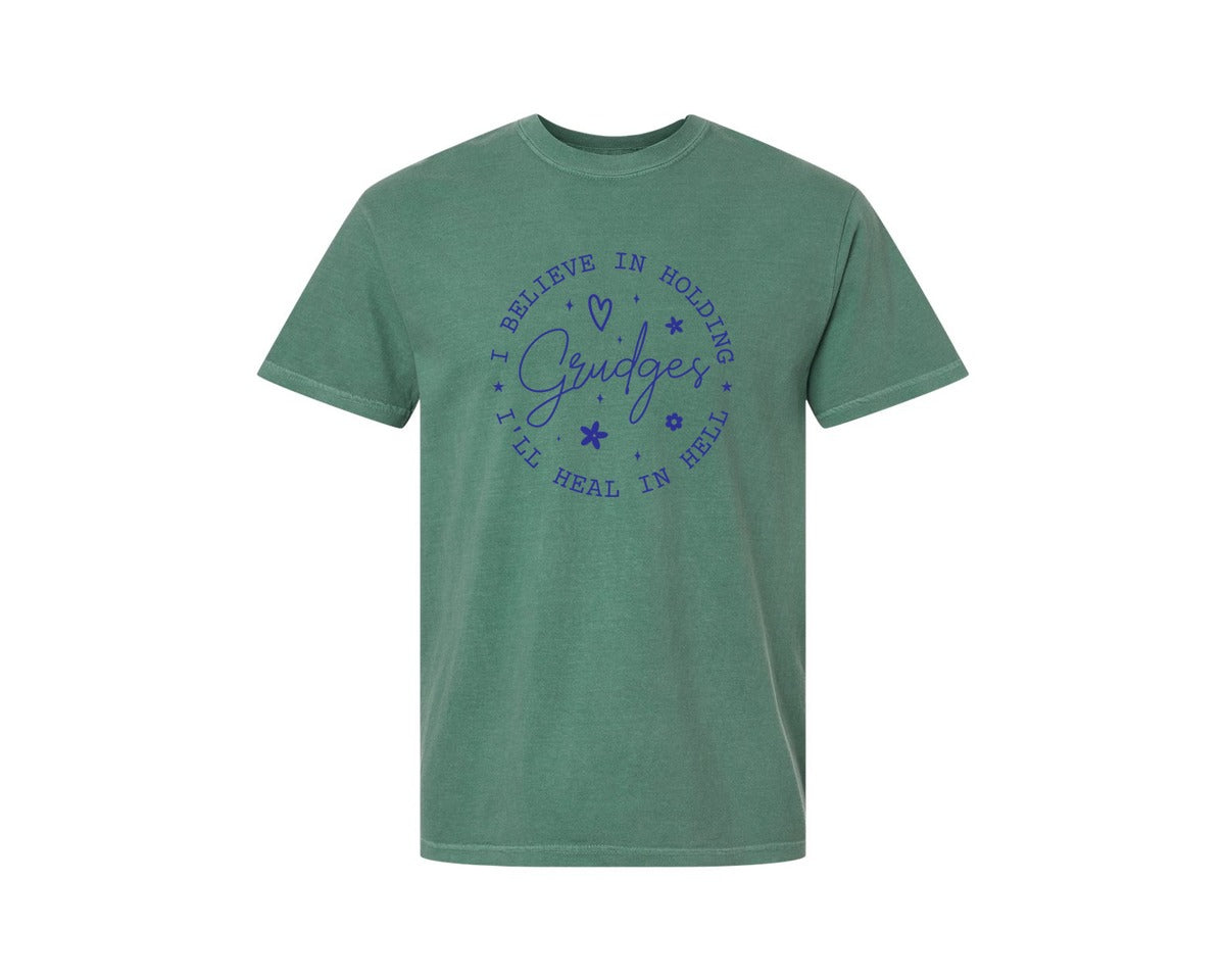 brand:Comfort Colors|color:Light Green|I Believe In Holding Grudges Ill Heal Graphic T-Shirt