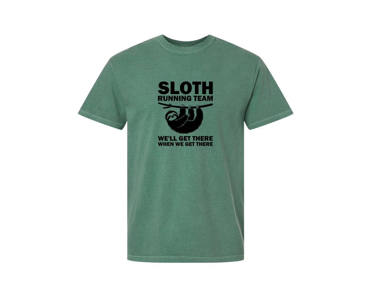 brand:Comfort Colors|color:Light Green|Sloth Running Team T Shirt 2 Graphic T-Shirt