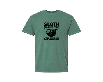 brand:Comfort Colors|color:Light Green|Sloth Running Team T Shirt 2 Graphic T-Shirt