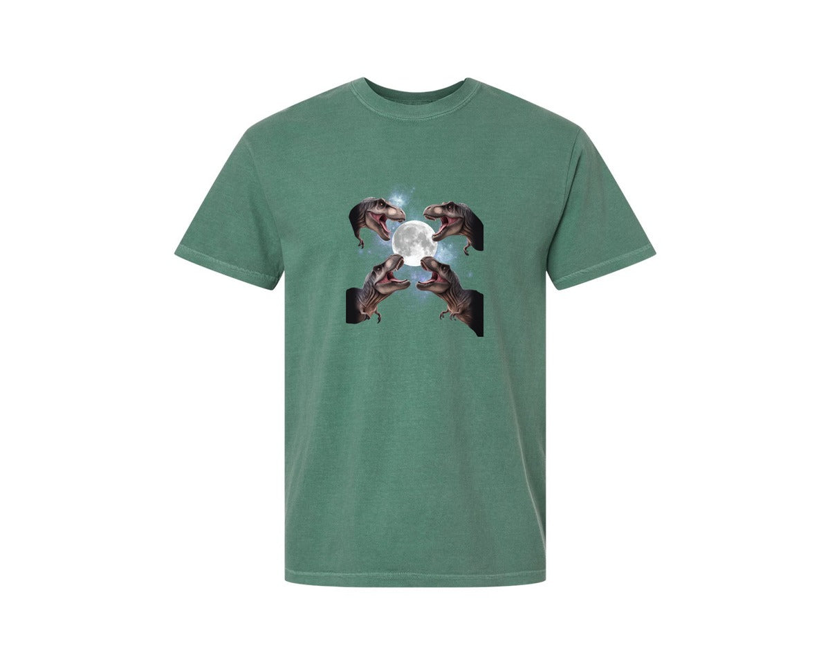 brand:Comfort Colors|color:Light Green|T Rex Roar Full Moon Graphic T-Shirt