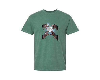 brand:Comfort Colors|color:Light Green|T Rex Roar Full Moon Graphic T-Shirt