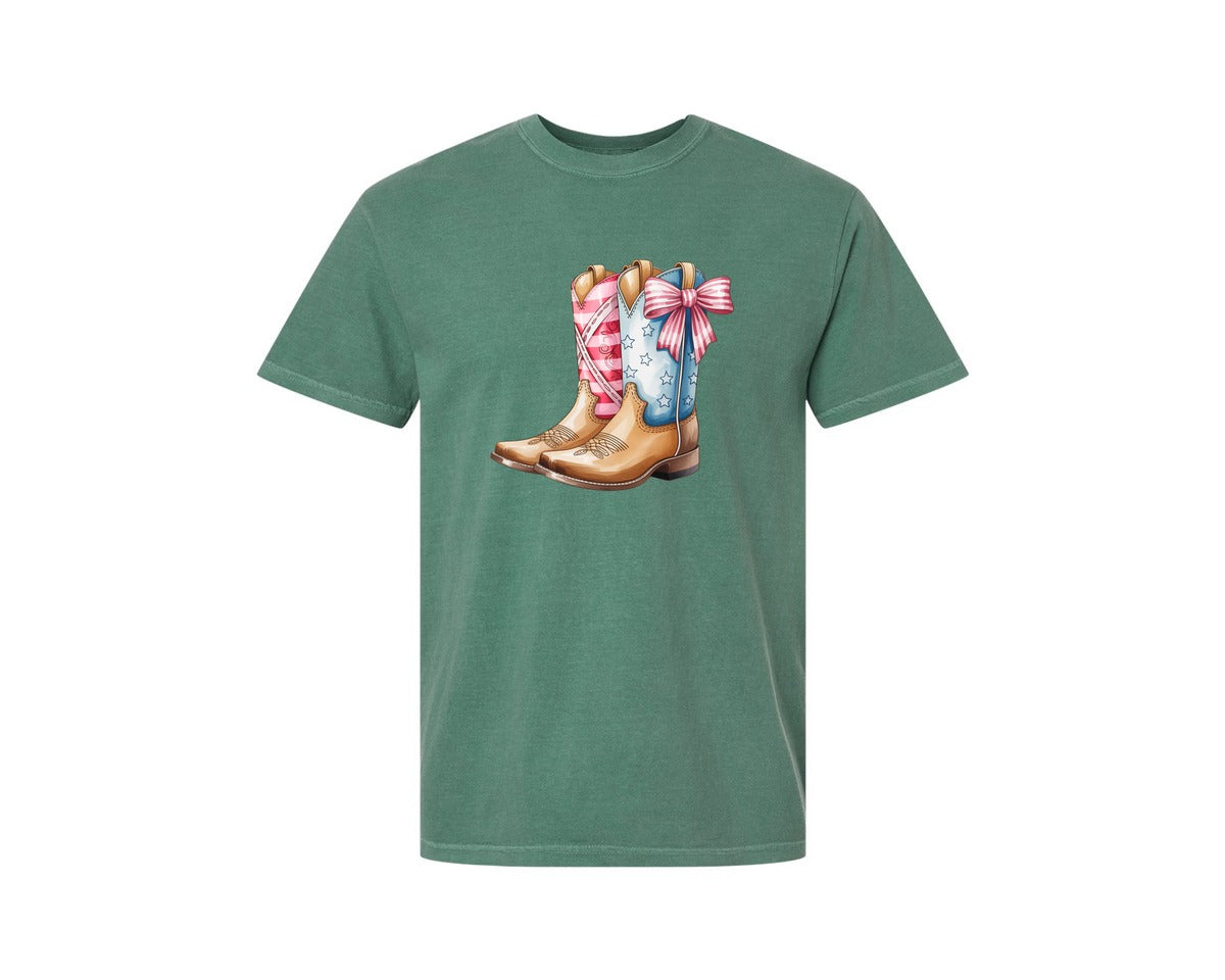 brand:Comfort Colors|color:Light Green|Patriotic Western Graphic T-Shirt