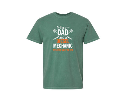 brand:Comfort Colors|color:Light Green|Dad Diesel Mechanic Graphic T-Shirt