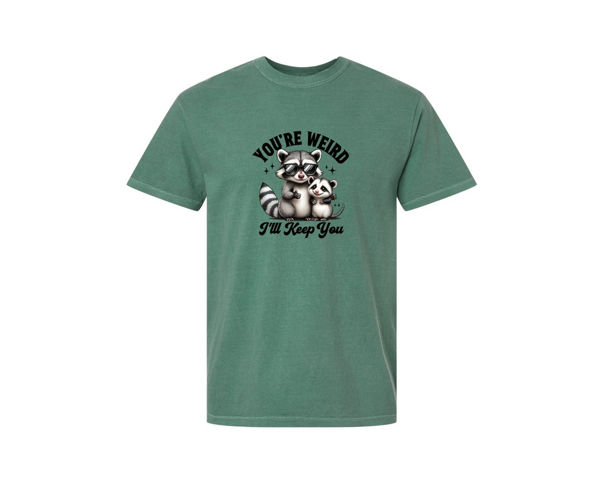 brand:Comfort Colors|color:Light Green|Funny Sarcastic Raccoon Possum Weird Graphic T-Shirt