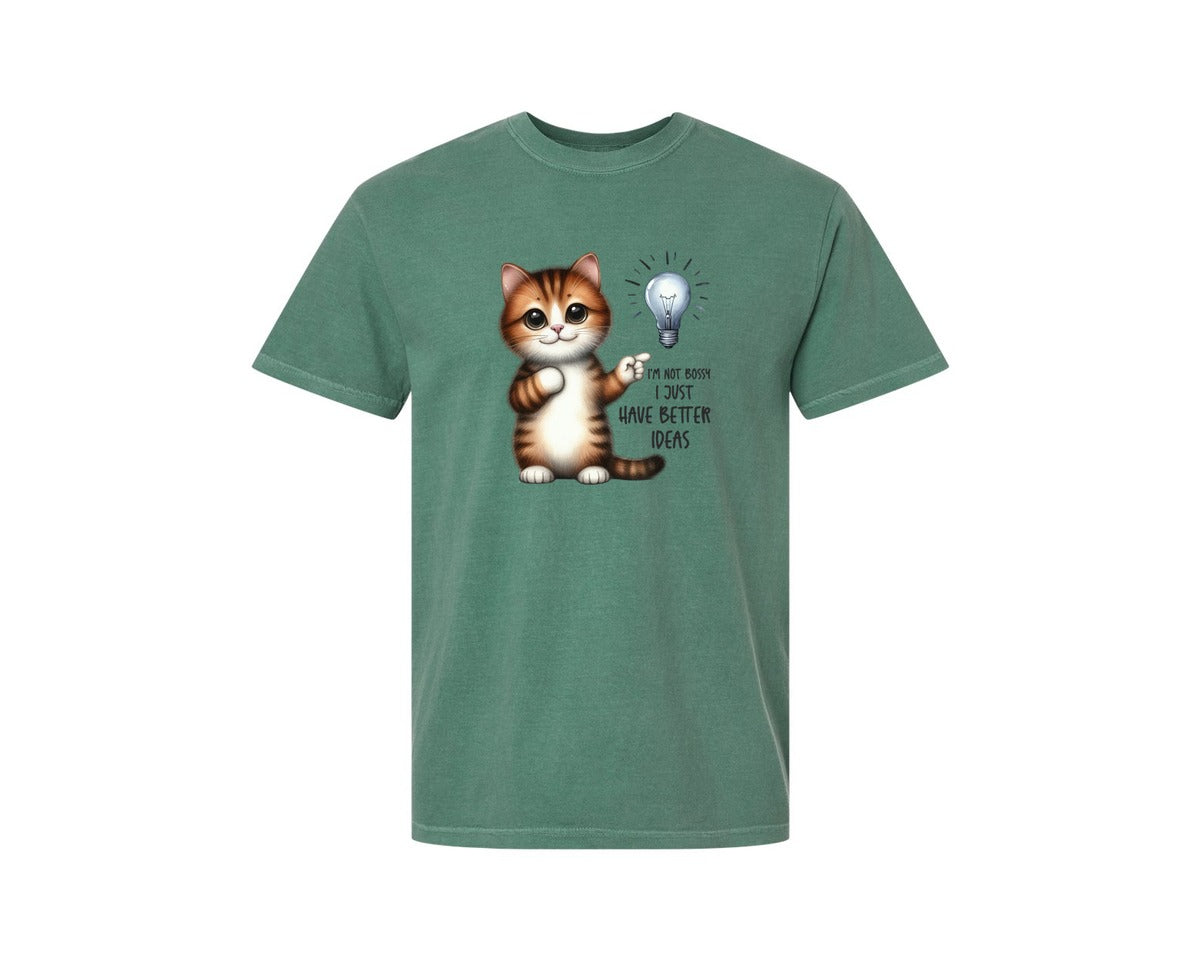 brand:Comfort Colors|color:Light Green|Funny Cat Sarcastic Sassy Im Not Bossy 2 Graphic T-Shirt