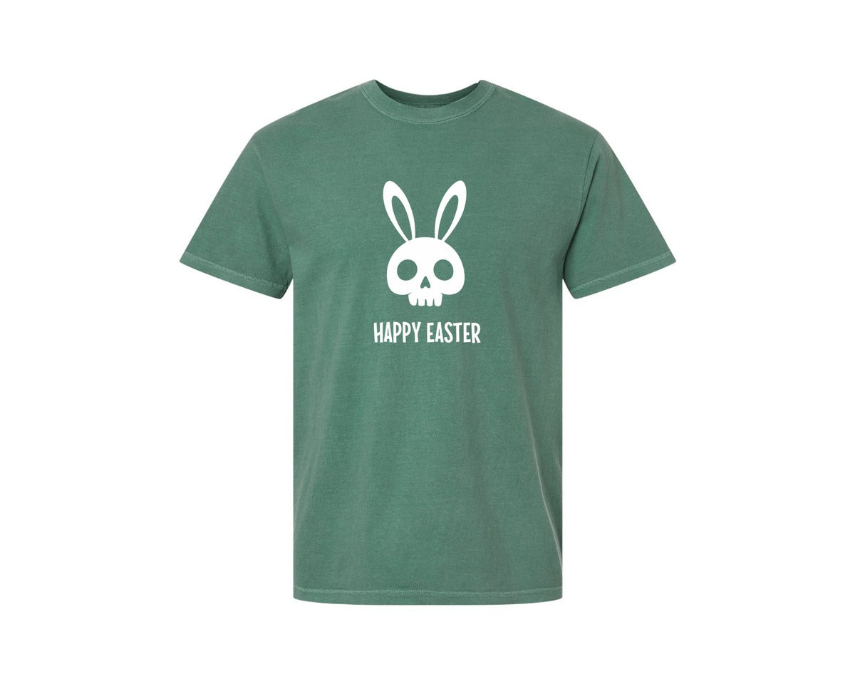 brand:Comfort Colors|color:Light Green|Gothic Creepy Easter Bunny Skull Irony Graphic T-Shirt