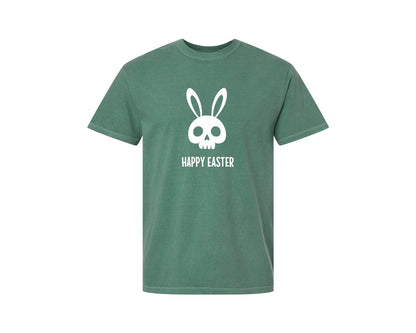 brand:Comfort Colors|color:Light Green|Gothic Creepy Easter Bunny Skull Irony Graphic T-Shirt