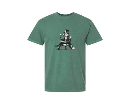 brand:Comfort Colors|color:Light Green|Fox Drink Wine Retro Vintage Shirt Graphic T-Shirt
