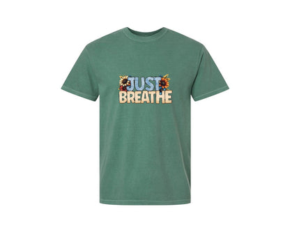 brand:Comfort Colors|color:Light Green|Just Breathe Design Graphic T-Shirt