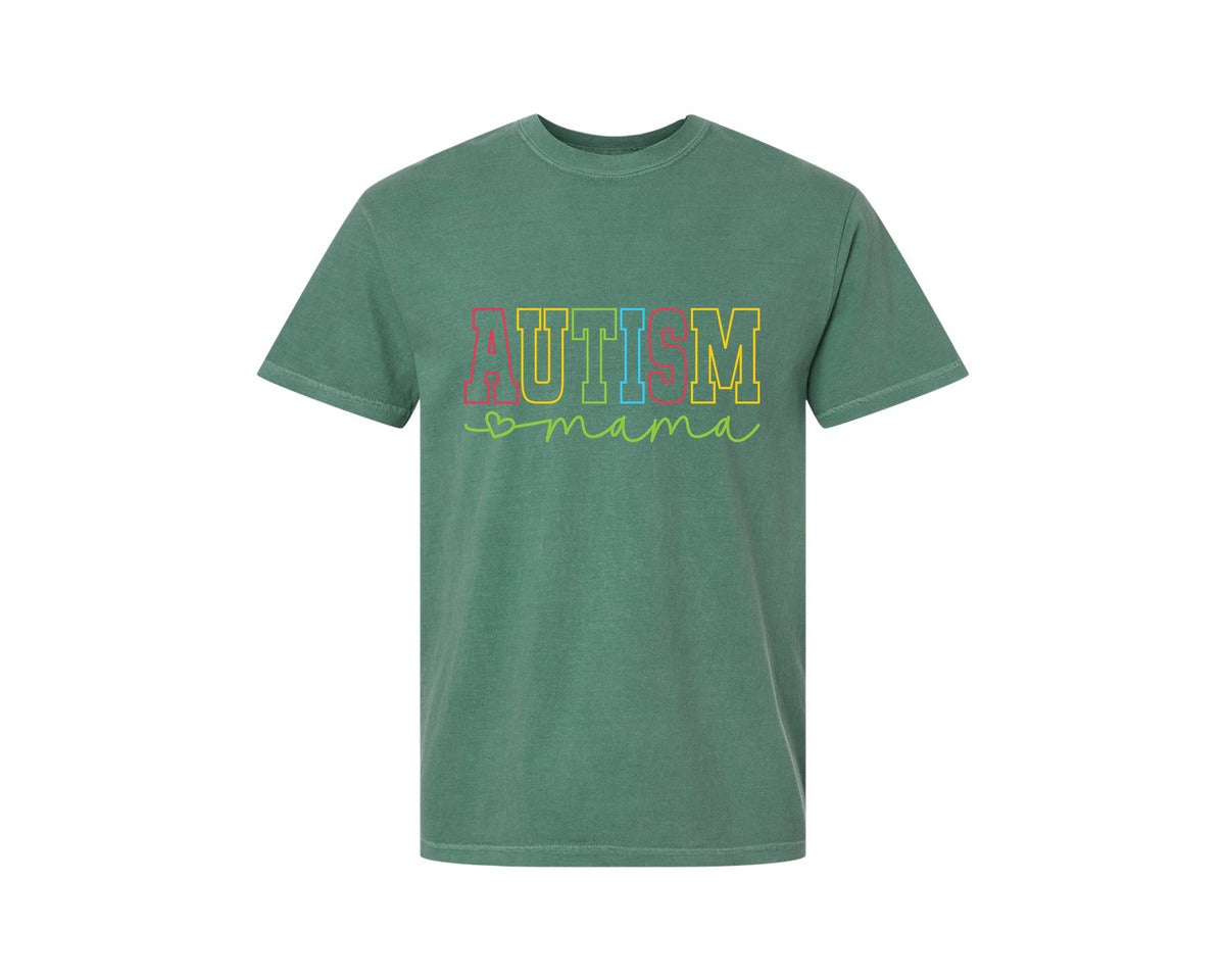 brand:Comfort Colors|color:Light Green|Autism Mama Awareness Graphic T-Shirt