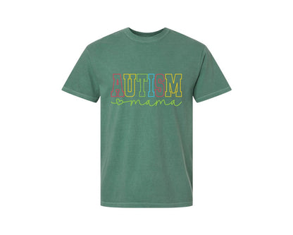 brand:Comfort Colors|color:Light Green|Autism Mama Awareness Graphic T-Shirt