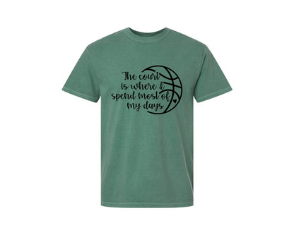 brand:Comfort Colors|color:Light Green|Basketball Mom 80 Graphic T-Shirt