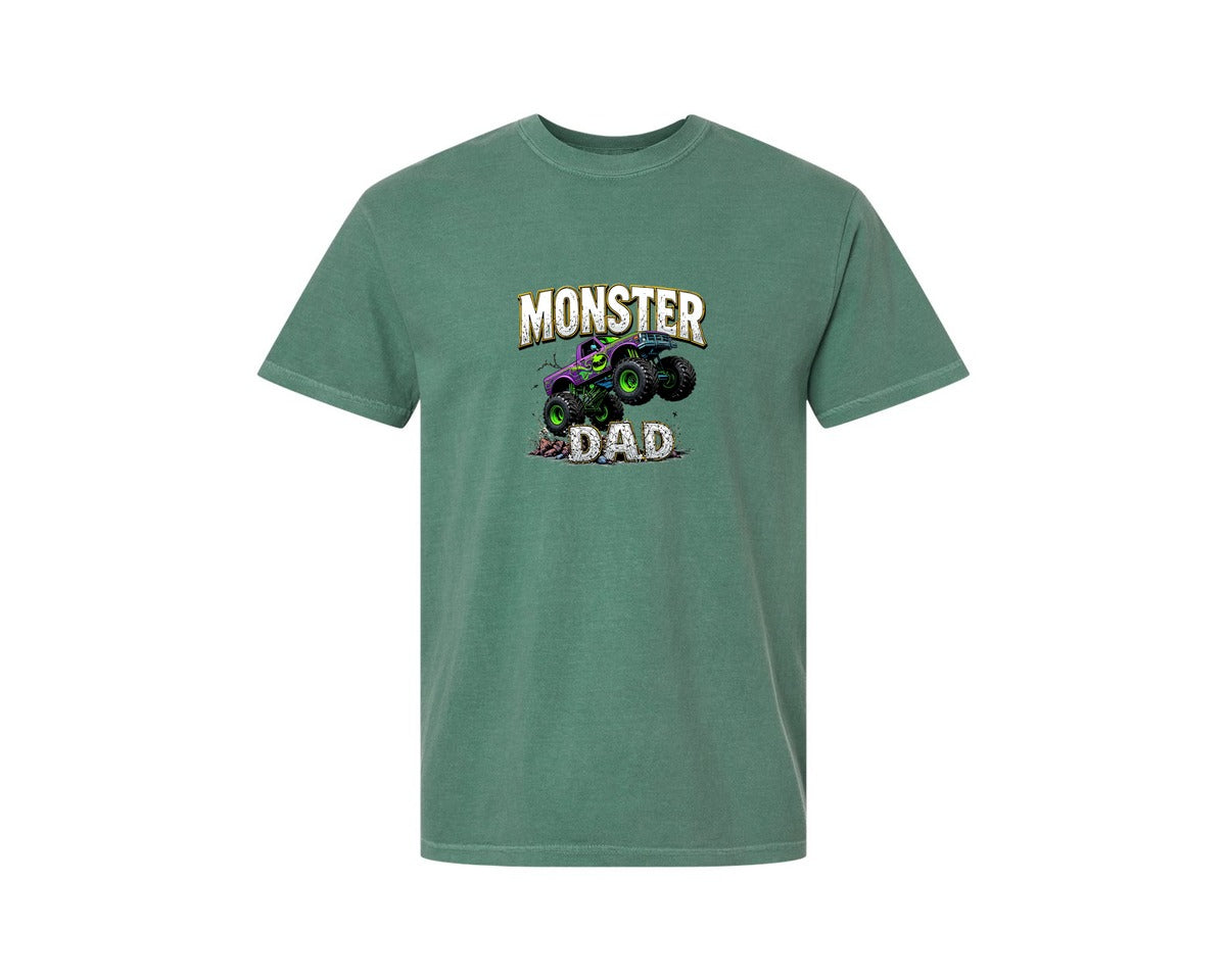 brand:Comfort Colors|color:Light Green|Fathers Day Monster Truck T Shirtdesign Graphic T-Shirt