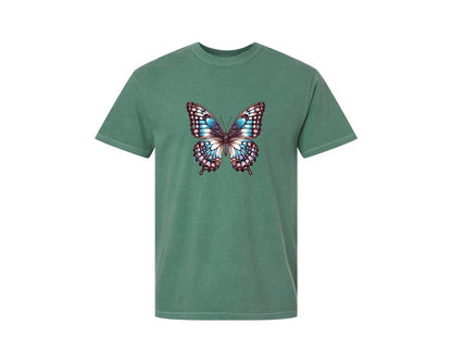 brand:Comfort Colors|color:Light Green|Beautiful Butterfly Transparent Clip Graphic T-Shirt