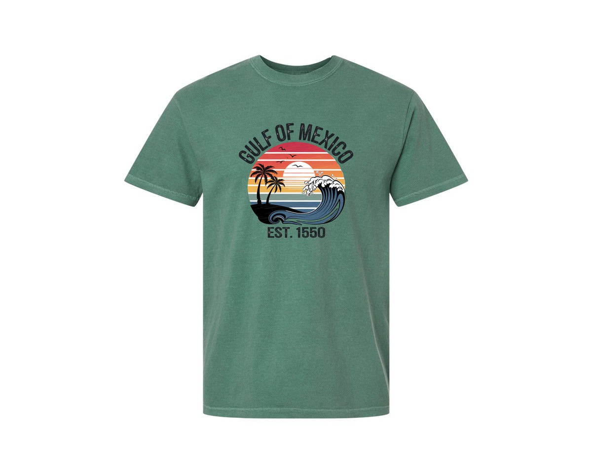 brand:Comfort Colors|color:Light Green|Gulf Of Mexico Sunset Graphic T-Shirt