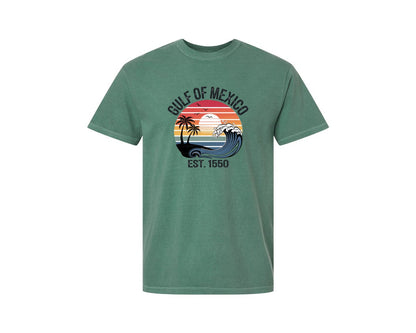 brand:Comfort Colors|color:Light Green|Gulf Of Mexico Sunset Graphic T-Shirt