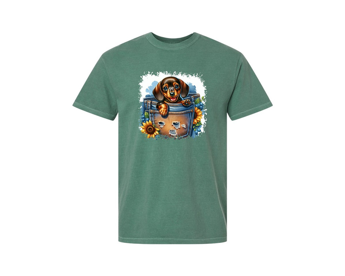 brand:Comfort Colors|color:Light Green|Dog In Pocket Square Tshirt 29 Graphic T-Shirt