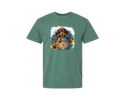 brand:Comfort Colors|color:Light Green|Dog In Pocket Square Tshirt 29 Graphic T-Shirt