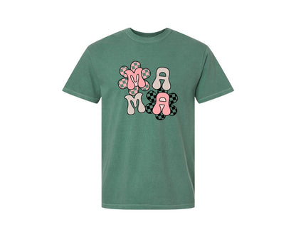 brand:Comfort Colors|color:Light Green|Checker Mama Checkered Mom Graphic T-Shirt