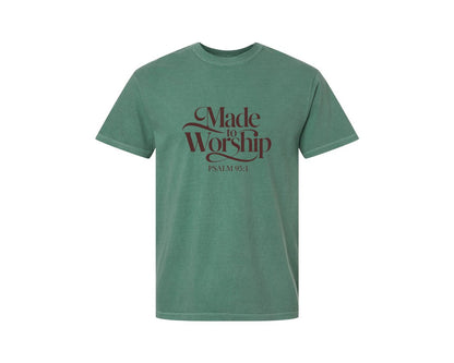 brand:Comfort Colors|color:Light Green|Made To Worship Psalm 951 Design 3 Graphic T-Shirt