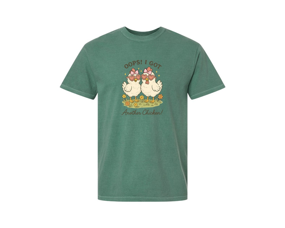 brand:Comfort Colors|color:Light Green|Chicken Lover Cute Country Floral Graphic T-Shirt