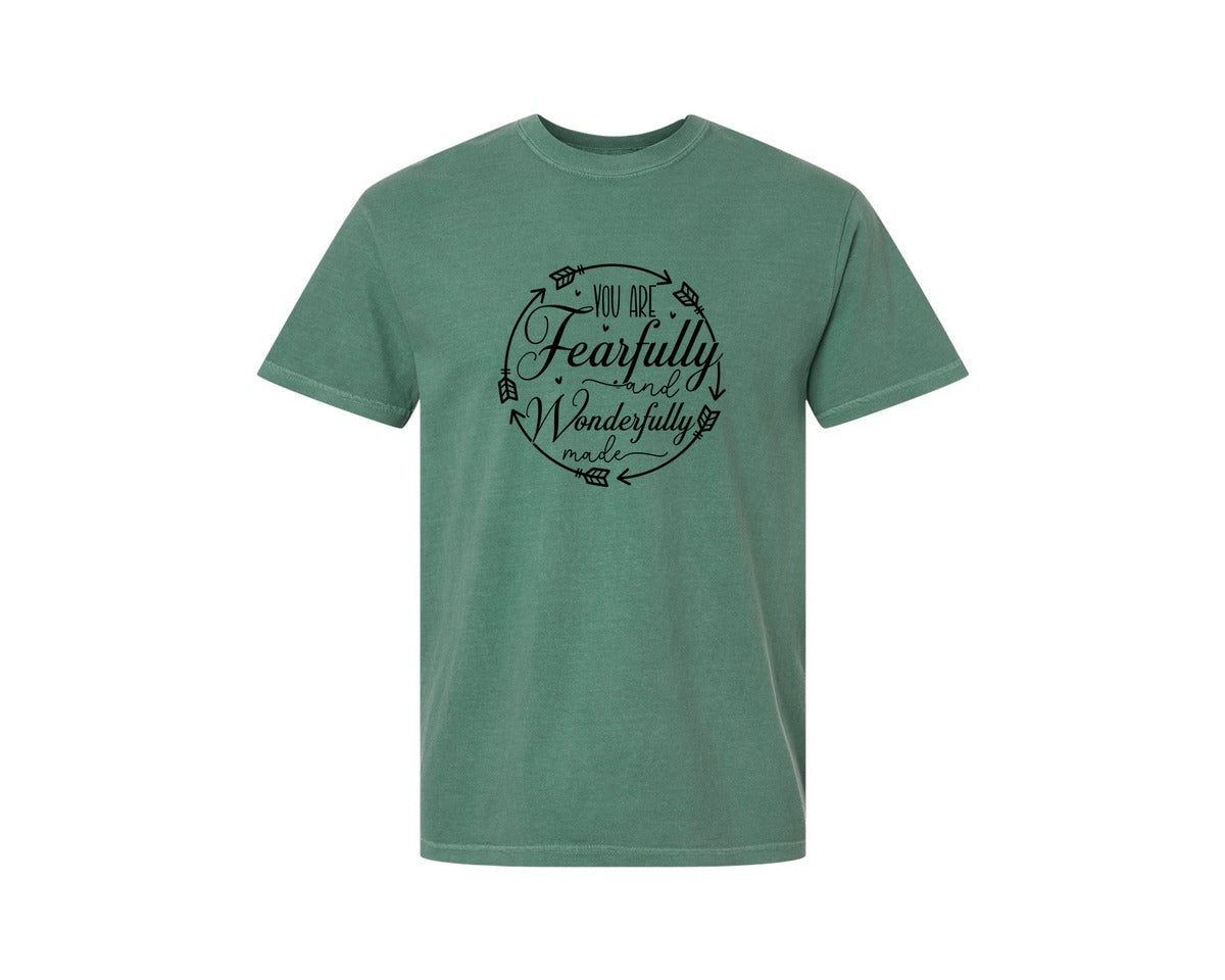 brand:Comfort Colors|color:Light Green|You Are Fearfully And Sleeve Design Graphic T-Shirt