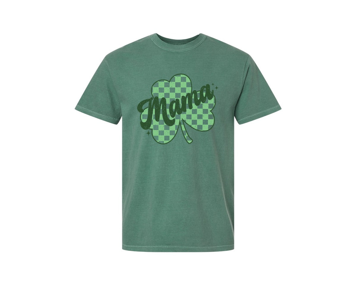brand:Comfort Colors|color:Light Green|Mama St Patricks Day Pngretro Shamrock Graphic T-Shirt