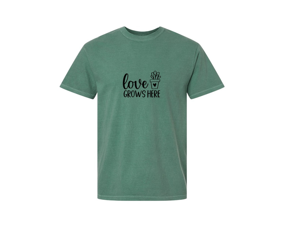 brand:Comfort Colors|color:Light Green|Love Grows Here 133 Graphic T-Shirt