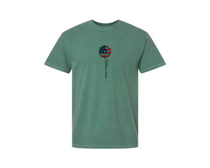brand:Comfort Colors|color:Light Green|American Mama Sunflower 4Th Of July Graphic T-Shirt