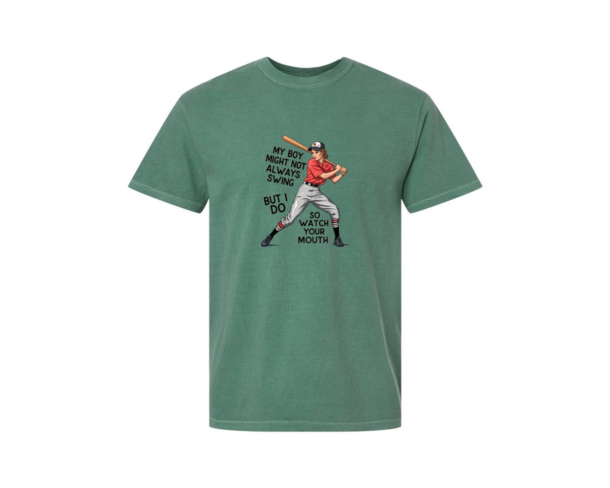 brand:Comfort Colors|color:Light Green|Baseball Mom Funny Softball 3 Graphic T-Shirt