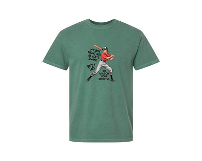 brand:Comfort Colors|color:Light Green|Baseball Mom Funny Softball 3 Graphic T-Shirt