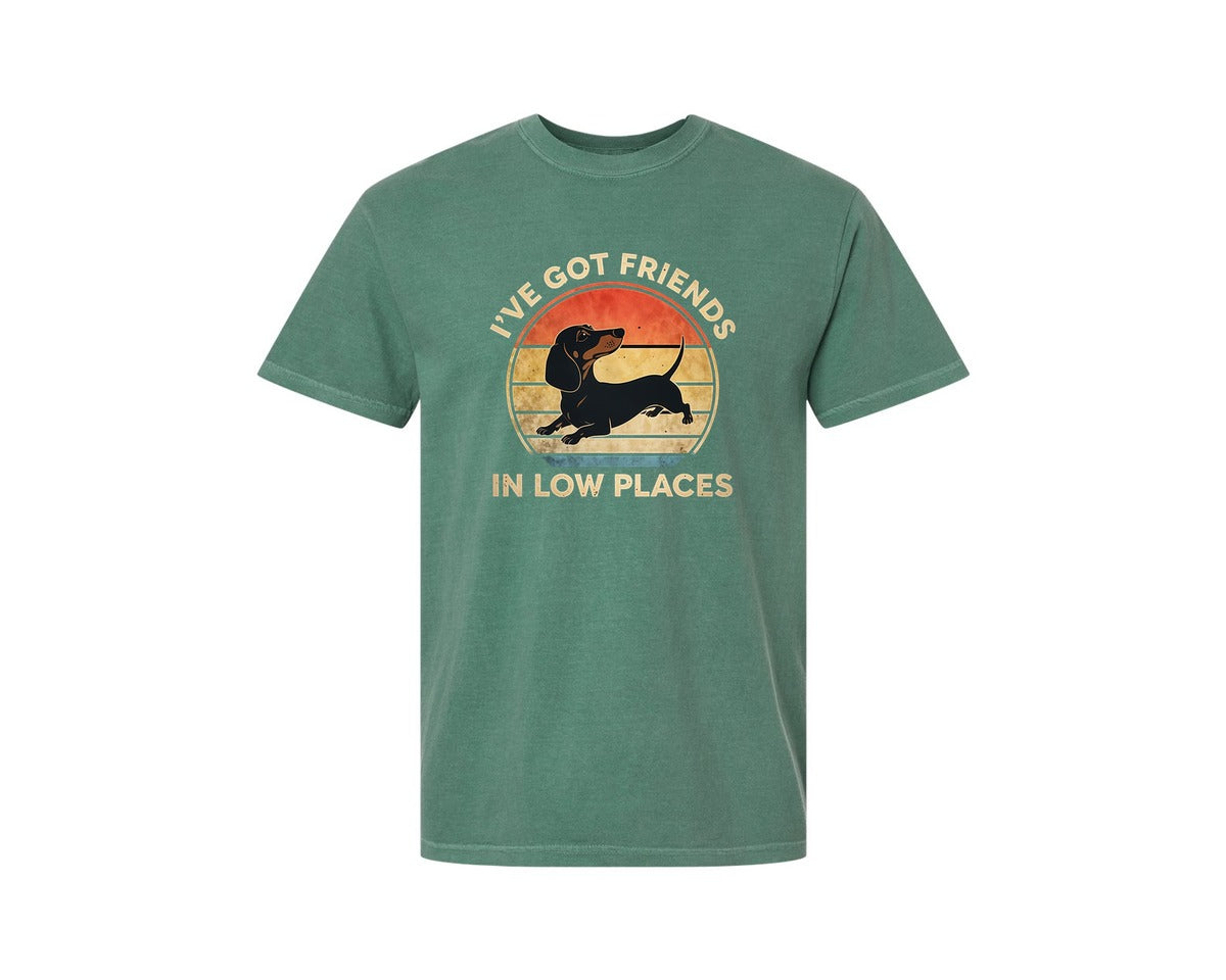 brand:Comfort Colors|color:Light Green|Dachshund Ive Got Friends In Low Places 2 Graphic T-Shirt